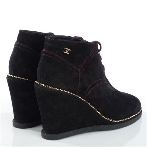 chanel black suede lace up booties|CHANEL Suede Grained Calfskin CC Lace Up Boots 37 Black .